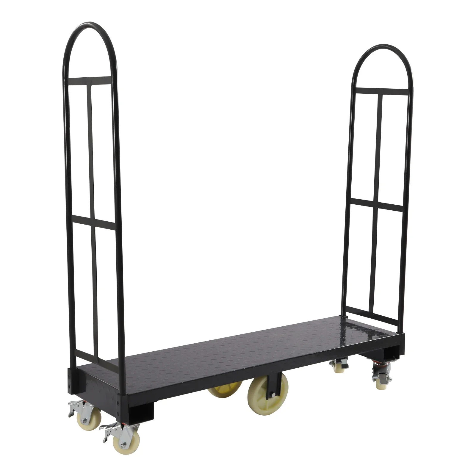 64.6Lx15.7H U-قارب الصلب عربة 2000lbs قدرة U-قارب عربة الصلب مع مقابض قابلة للإزالة U-قارب منصة شاحنة دوللي مستطيلة