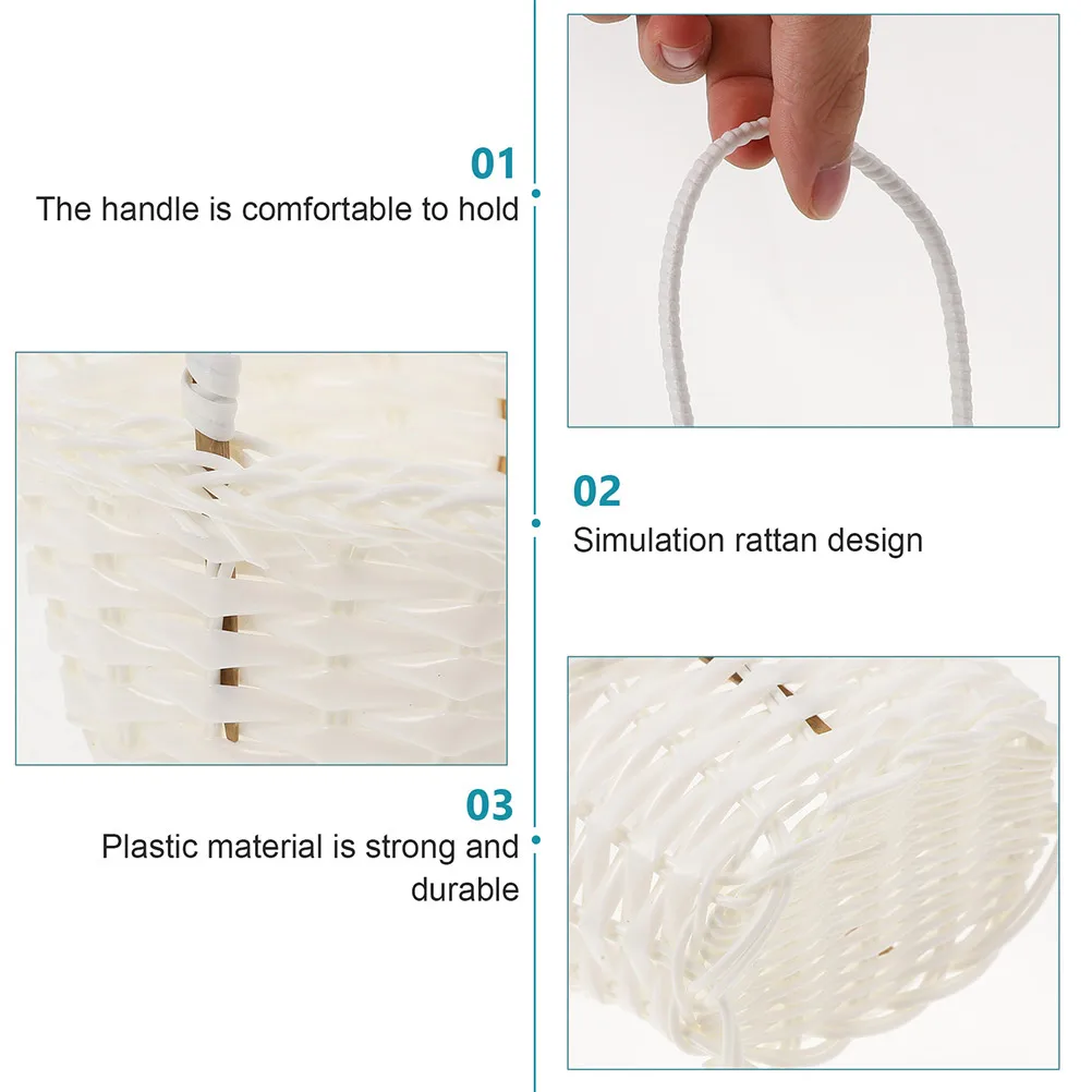 4Pcs Rustic Woven Flower Baskets Lightweight Portable Handheld Storage Baskets for Wedding Flower Girl Party Decor