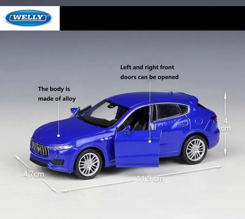 웰리 1:36 레반테 스케일 자동차 시뮬레이터 모델 금속 풀백 자동차 다이캐스트 합금 장난감 어린이 선물 B177 다이캐스트 합금
