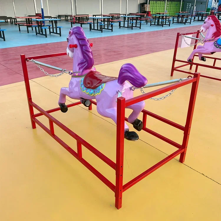 &Cartoon Spring Rocking Horse, Non-powered Playground Equipment, Outdoor Spring Rider for Kids, Resorts, Parks and Commercial Us