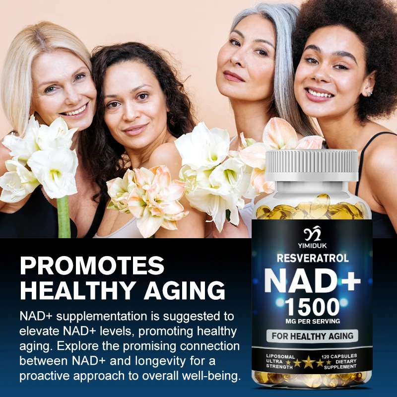 NAD Supplement, 1500 мг - Липосмеальная NAD+ Supplement с ресвератролом, выносливостью и здоровым старением - Силовые капсулы