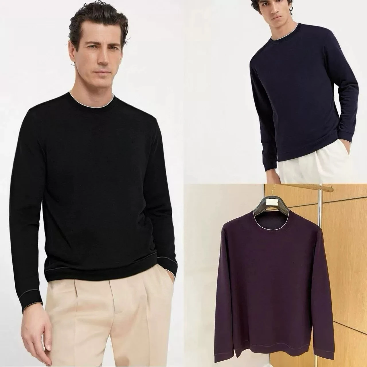 Italy BC autumn and winter new fashion embroidered crew neck knitted sweater old money style business casual sweater