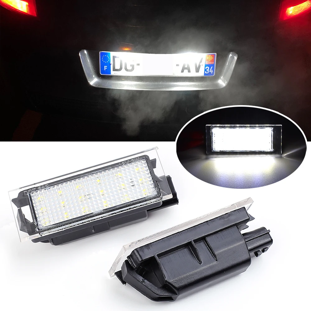 

2Pcs Car LED Number License Plate Light For Renault Megane 2 Clio 3 Laguna 2 Espace 4 Twingo Master Vel Satis White 18LED Lamp