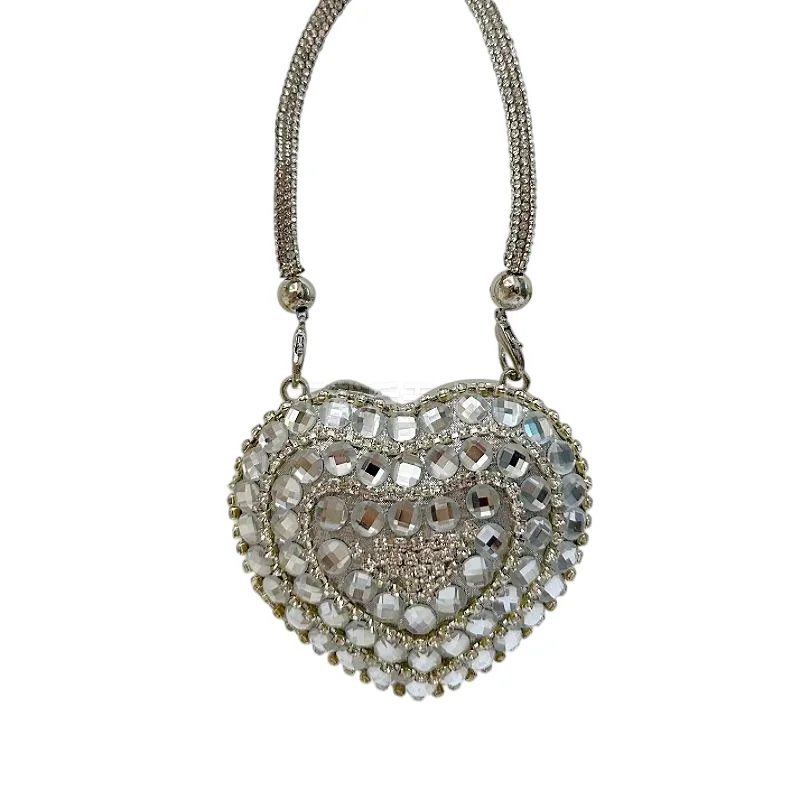 

Vintage Red Envelope Clutch - Fashionable Mini Diamond Bag with Simple Chain Strap Eco-Friendly Canvas Tote with Beaded Accents