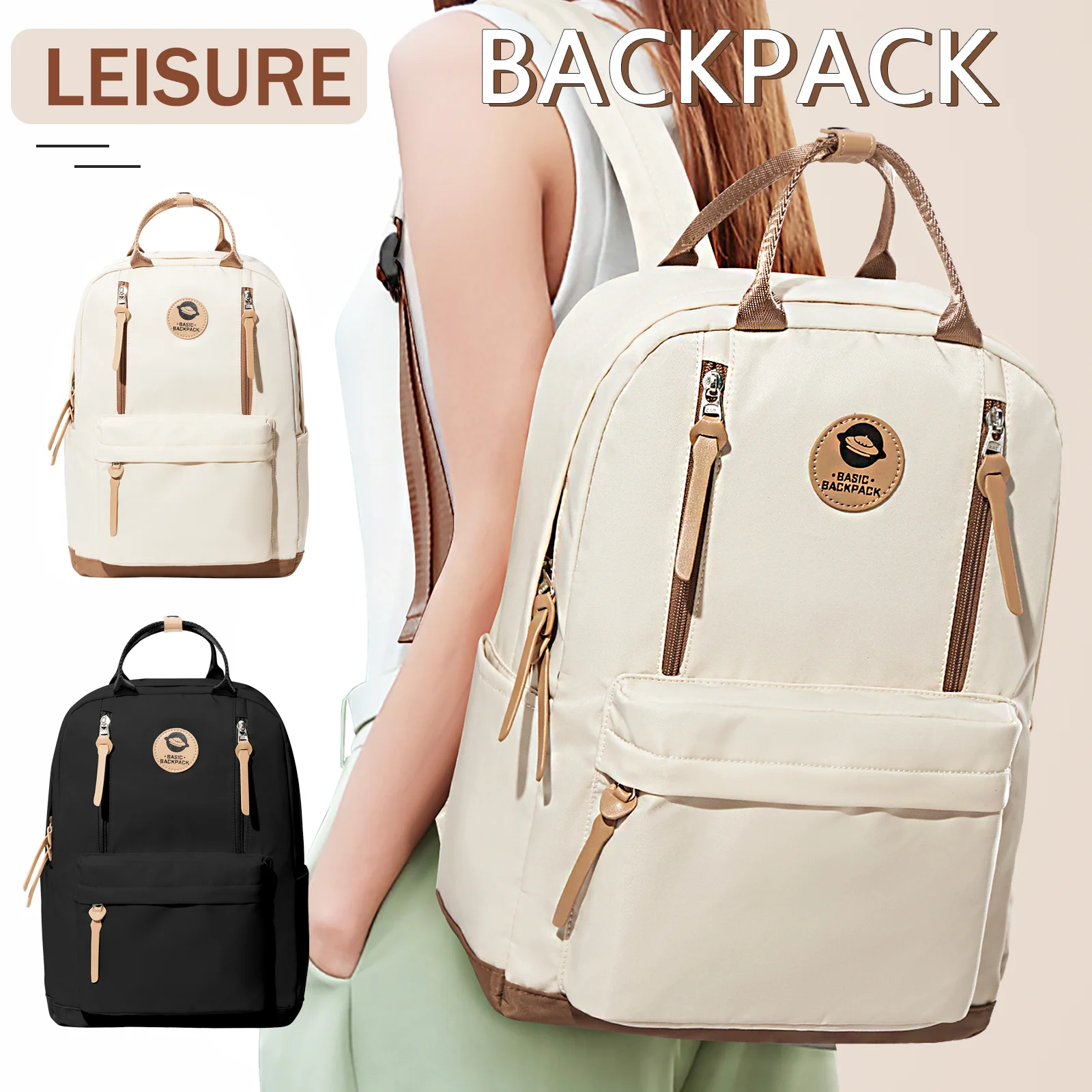 

New Women's Backpack Leisure Bag Fashion Solid Color Lightweight Laptop Backpack Mommy Backpack Commuting School Bag Female Work