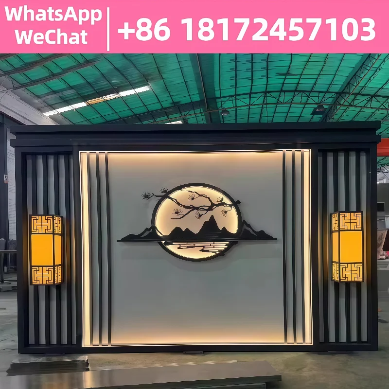 

Aluminum alloy outdoor entry screen wall Partition wall Villa courtyard courtyard door wall Stainless steel landscape screen wal