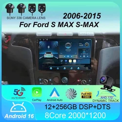 Android 16 For Ford S MAX S-MAX 2006-2015 For FORD GALAXY 2014 Car Radio GPS Carplay Multimedia Player Navigation Stereo DSP DVD