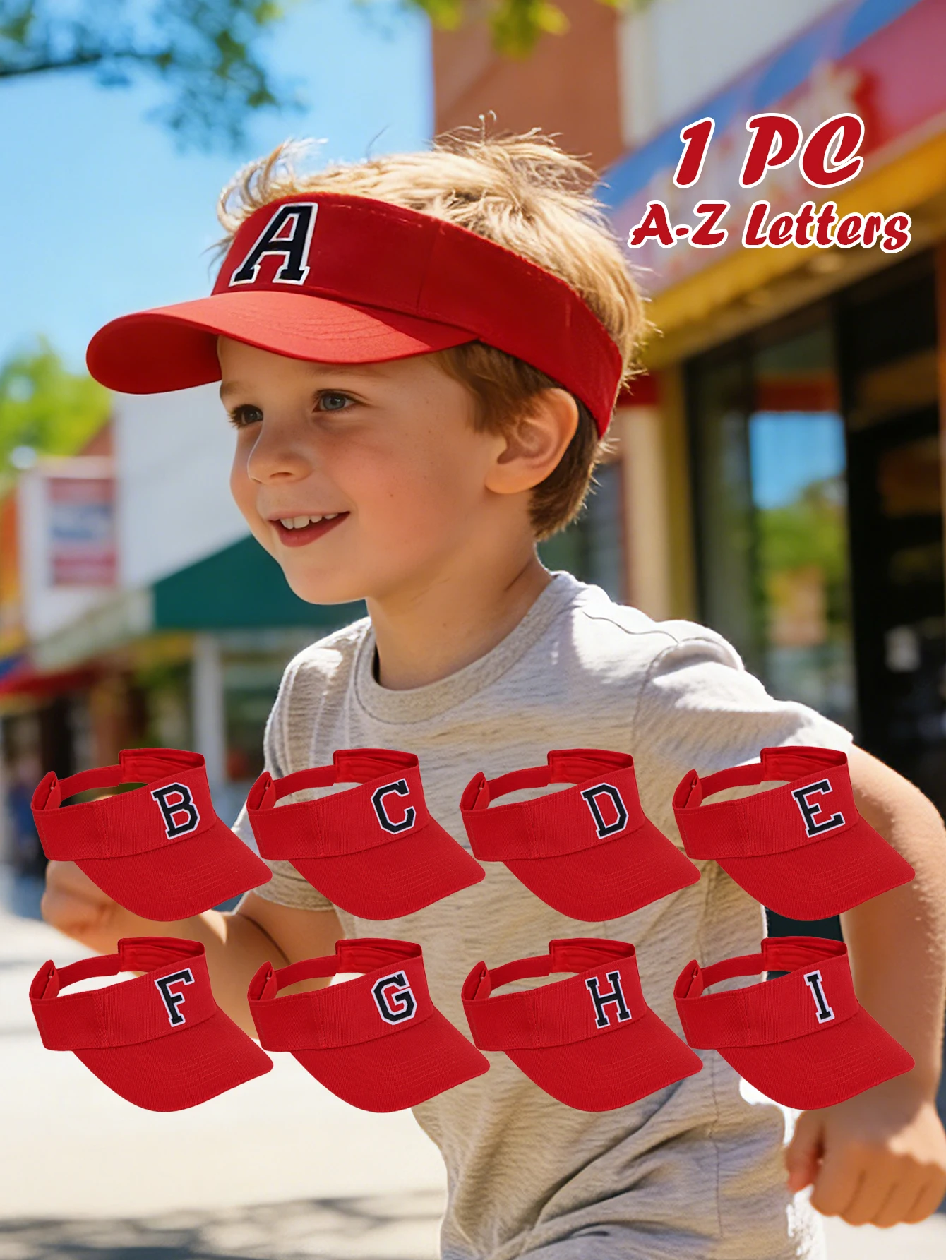 

1 шт. Детская унисекс-кепка с 26 буквами алфавита, красная, для детей 3-8 лет, дышащая спортивная кепка для лета, весны, пляжа, гольфа, тенниса, активного отдыха на природе.