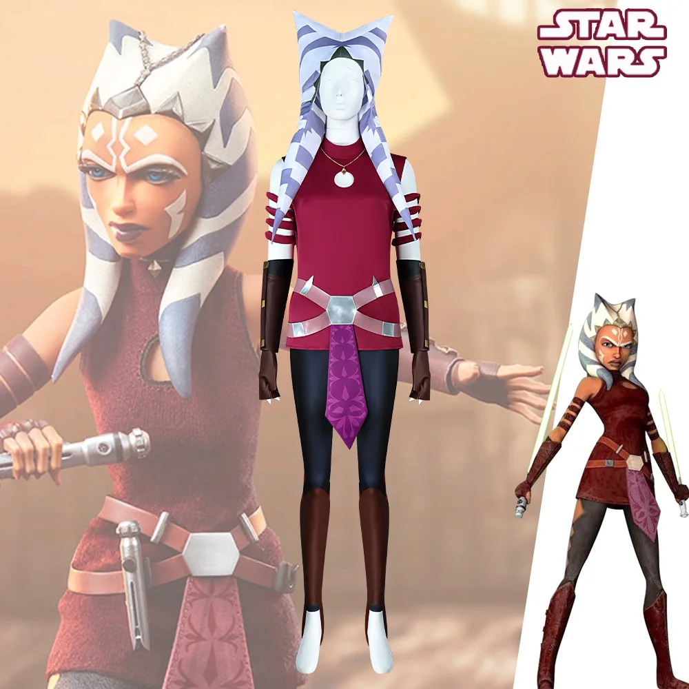 

Jedi Knight Ahsoka Red Costume Halloween Cosplay Women's Full Set