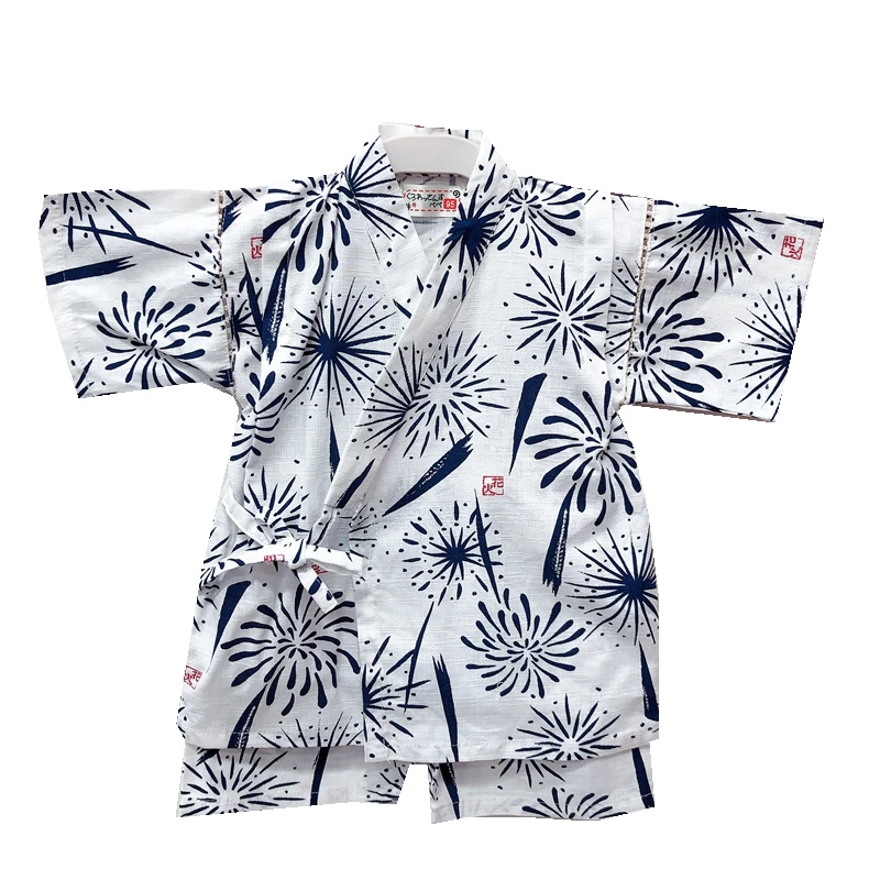 Japanese Boys Sleepwear Children Cartoon Cotton Kimono Short-Sleeved Summer Pajamas 2-Piece Home Pajamas LB834