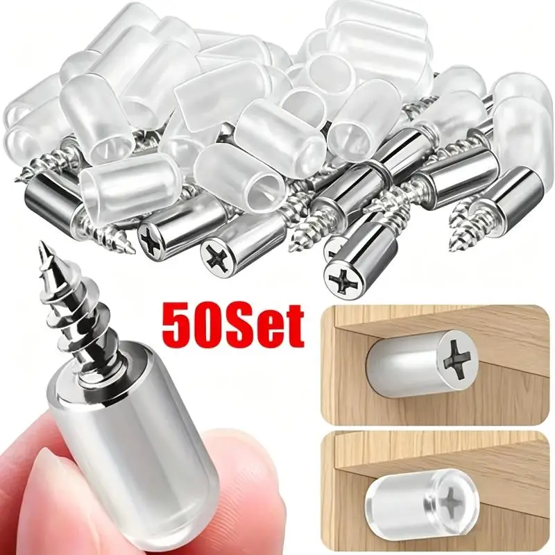 50Pcs Cross Self Tapping Screws Shelf Bracket Support Partition Holder With Anti Slip Sleeve Hardware Fitting