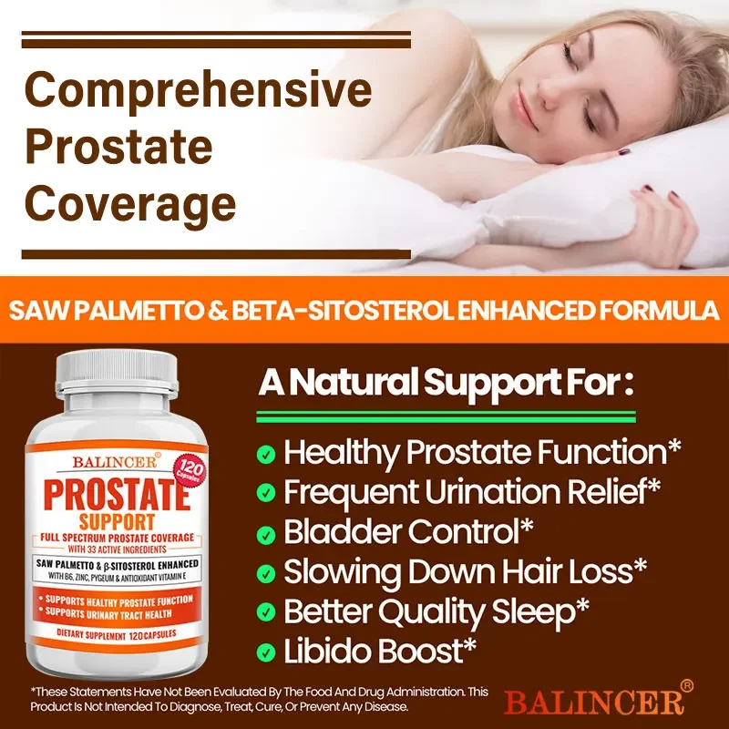 Saw Palmetto Prostate Support Supplement - Supports Prostate Health, Urinary Tract and Urinary Health, Reduces Urinary Frequency