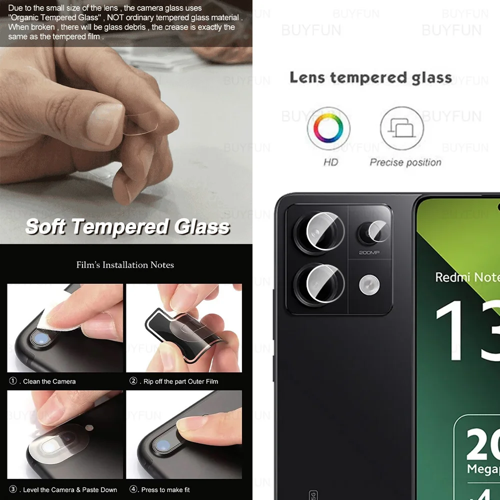 Protetor de tela de vidro temperado para Xiaomi, lente da câmera, Redmi Note 13 Pro, 4G, 5G, 8in 1, 2024