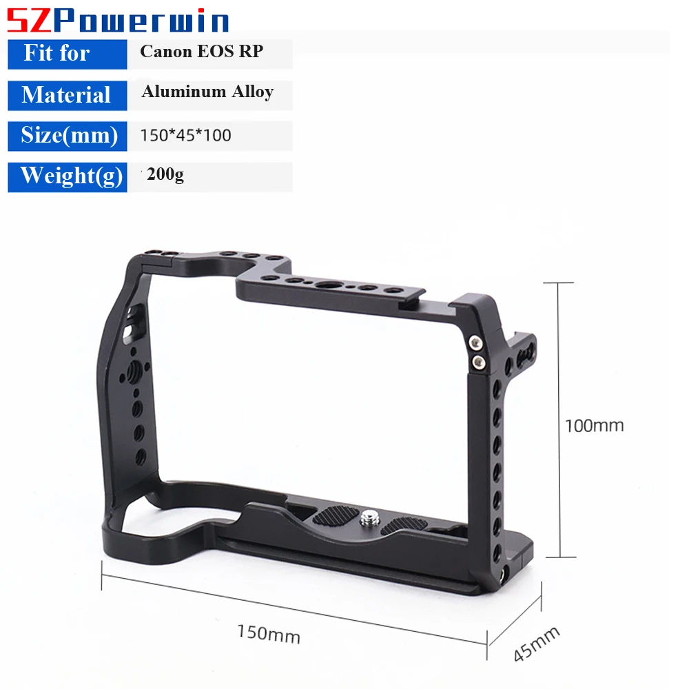 Powerwin Camera Cage For Canon EOS RP with wooden Handle Rig Kit Aluminum Alloy Multifunctional Arri Locating Screw