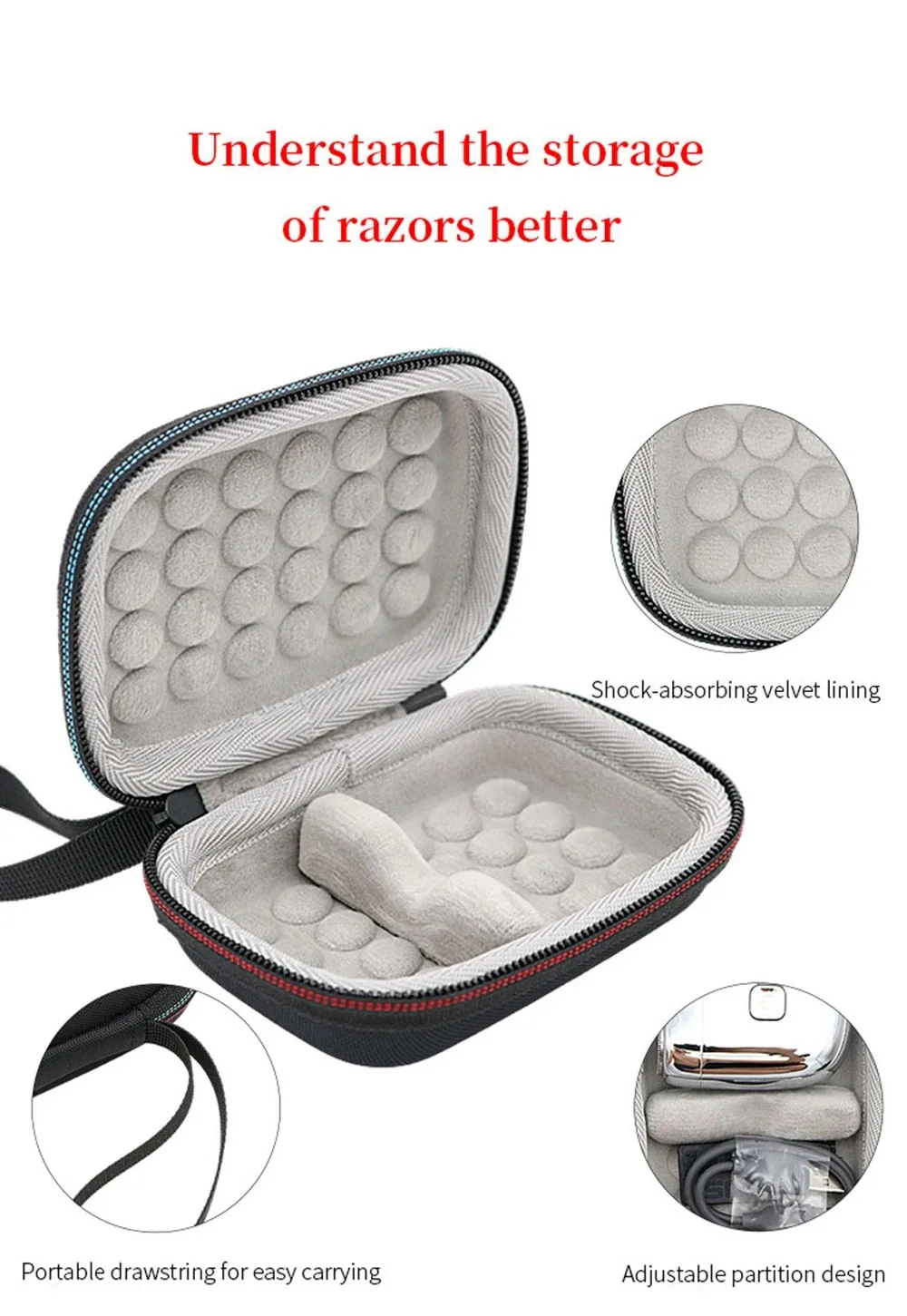 Fotografia 6: Estojo de Transporte para Barbeador Elétrico Yoose Mini 1/2 Isabel, Bolsa de Armazenamento Rígida, Caixa Portátil para Barbeador Elétrico Masculino