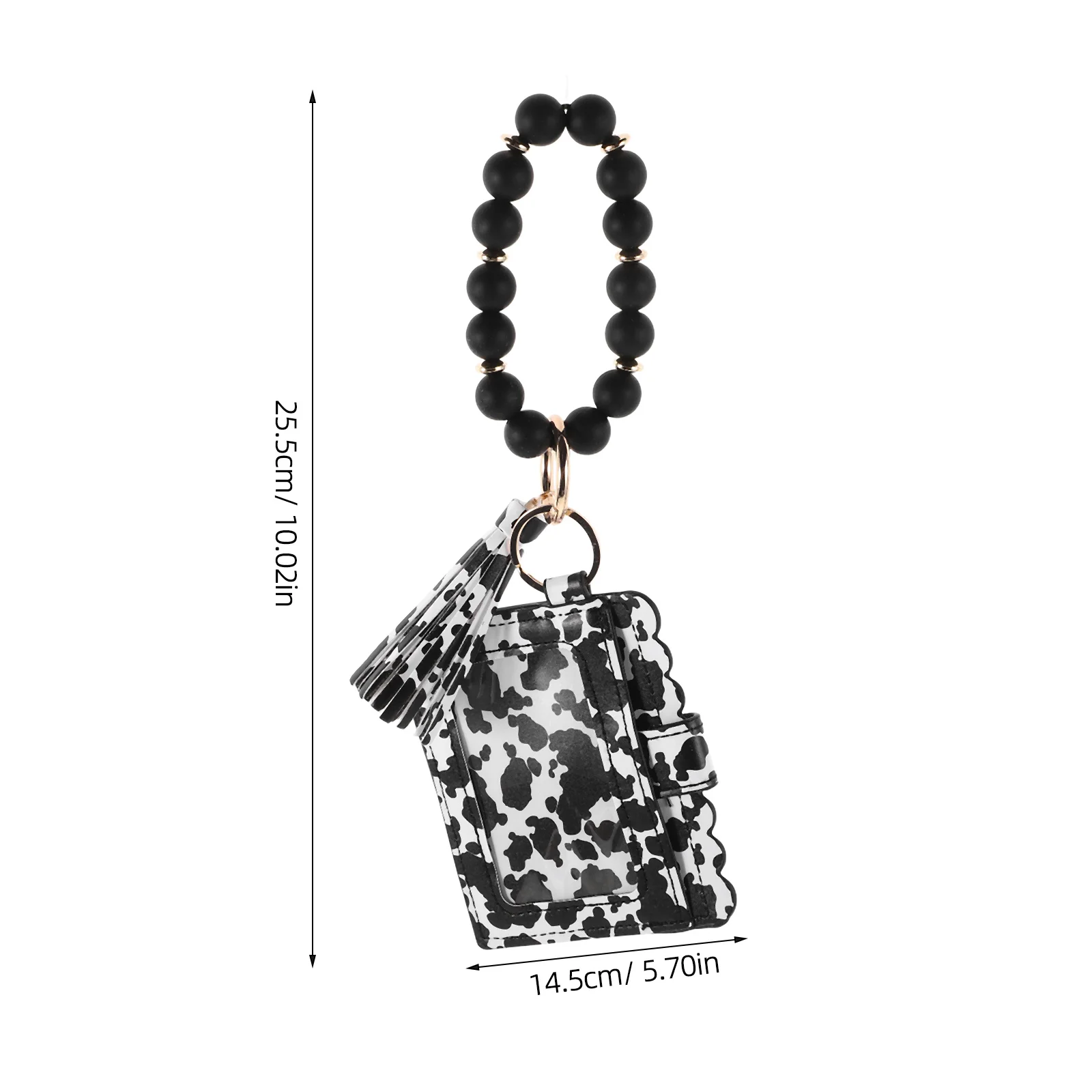 Silicone Beaded Cow Grain Coin Purse Keychain Wallet Card Holder Compact Mini Purse Portable for Daily Use Key Chain Wallet