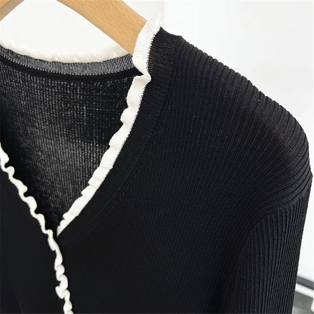 25 Autumn/Winter New Women's V-neck Cardigan Single Breasted Long Sleeved Knitted Sweater