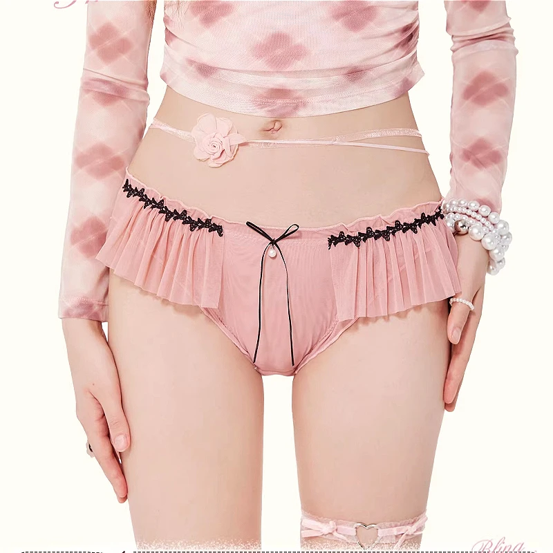 

Lace Girls Sexy Panties Sweet Pink Erotic Lingerie Mid Waist Bikini Briefs 2026 Women Triangle Underwear Butt Lift Трусы Женские