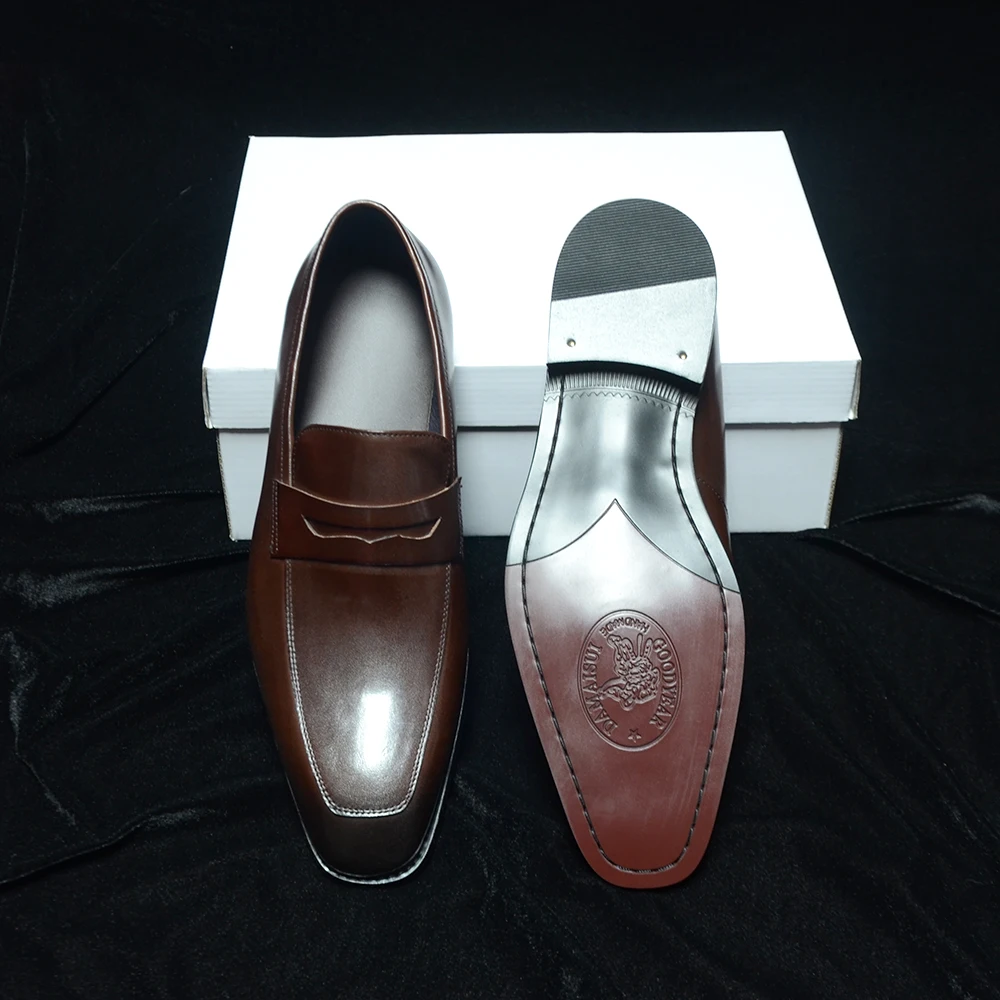 Luxury Men\'s Penny Loafers Genuine Cow Leather High Quality Mens Dress Shoes Brown Black Moccasins Wedding Business Shoes Man