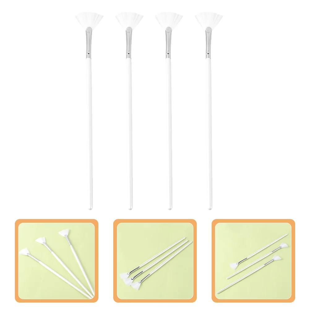 

4 Pcs Face Cream Applicator Mask Brush Liquid Highlighter Fan Paint Soft Fur Brushes Wipes