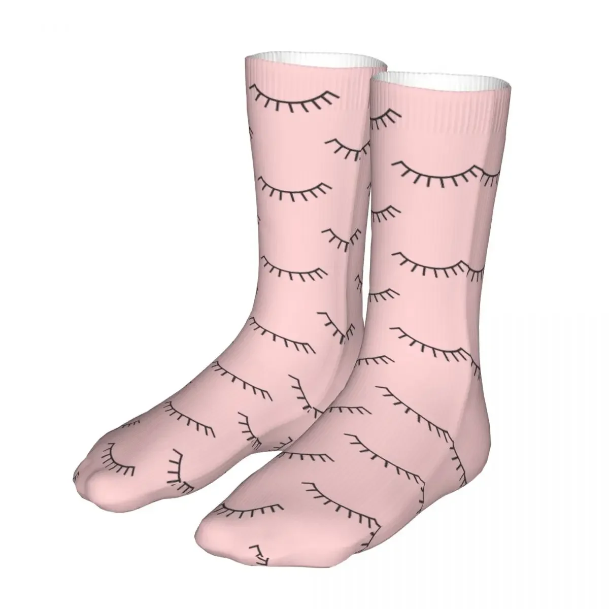 Happy Pink Closed Eyes Women Socks 2022 Men Eyelash Sport Socks