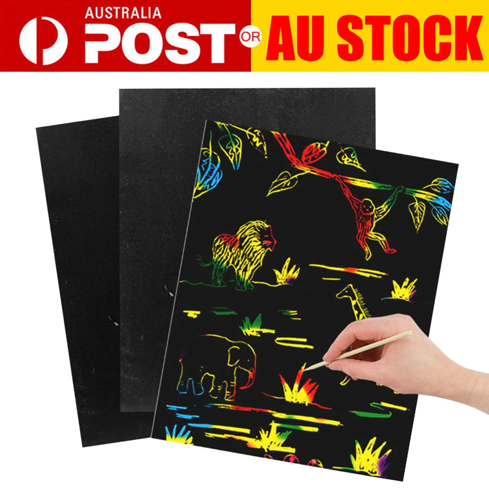 2Pack Kraskaart Regenboogpapier Zwart Matte Afwerking DIY Graffiti Boek Dikke Onbreekbare Vellen voor Kinderen Kunst Ambacht Thuis