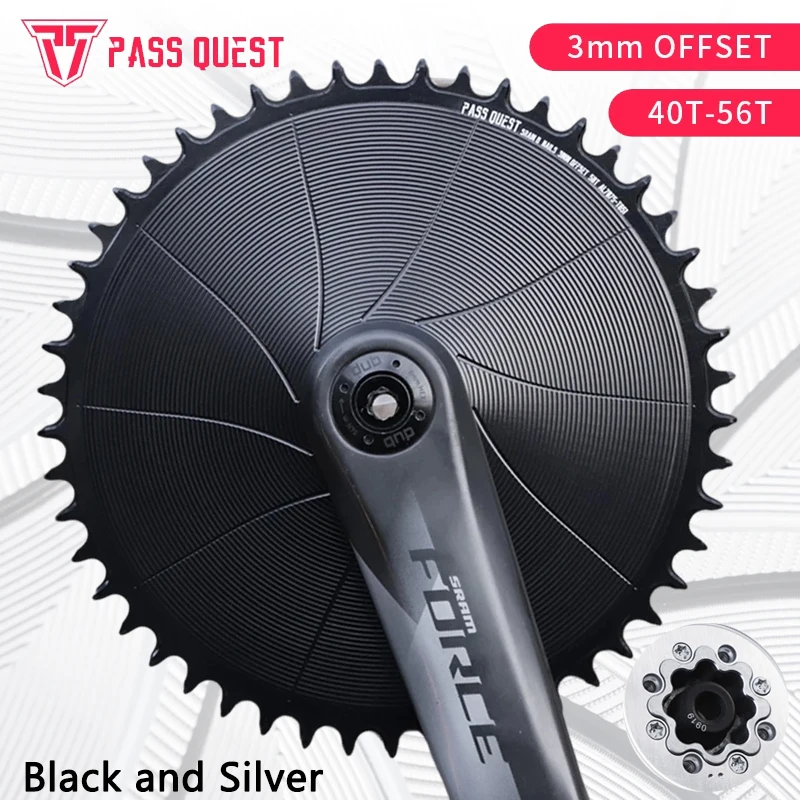 

PASS QUEST AERO Bicycle Chain Wheel -8-Stud Narrow Wide Chaining, 3mm Offset Design Direct Mount 40-56T Chaining Bicycle Parts