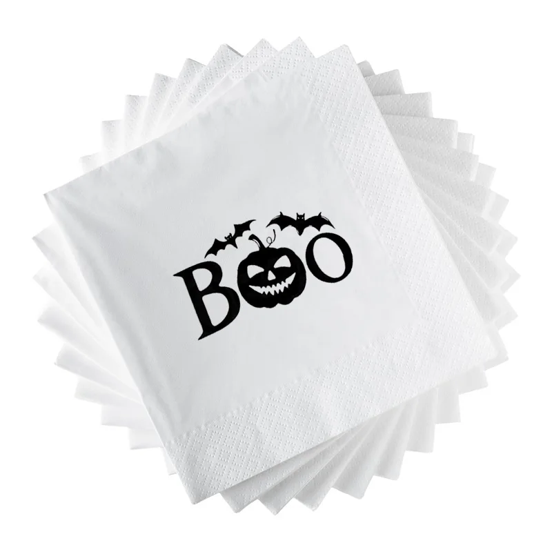 100Pcs 33×40CM 3-layer Gold foil White and Black napkins Bar Halloween party