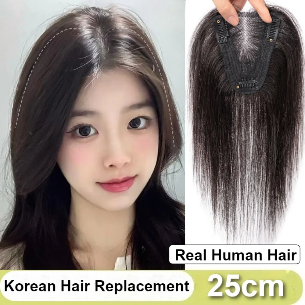 

10inch Real Human Straight Hair Toppers for Women Upgrade Swiss Lace Base Toppers Haipieces for Women with Thinning Hair Toppers