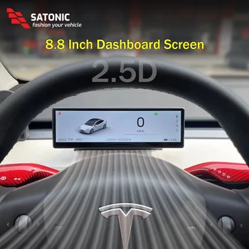 SATONIC 8.8 Inch Smart Dashboard Draadloos Carplay Scherm Voor Tesla Model 3 & Y Ondersteuning Carplay Andriod Auto Gratis Air Vent camera