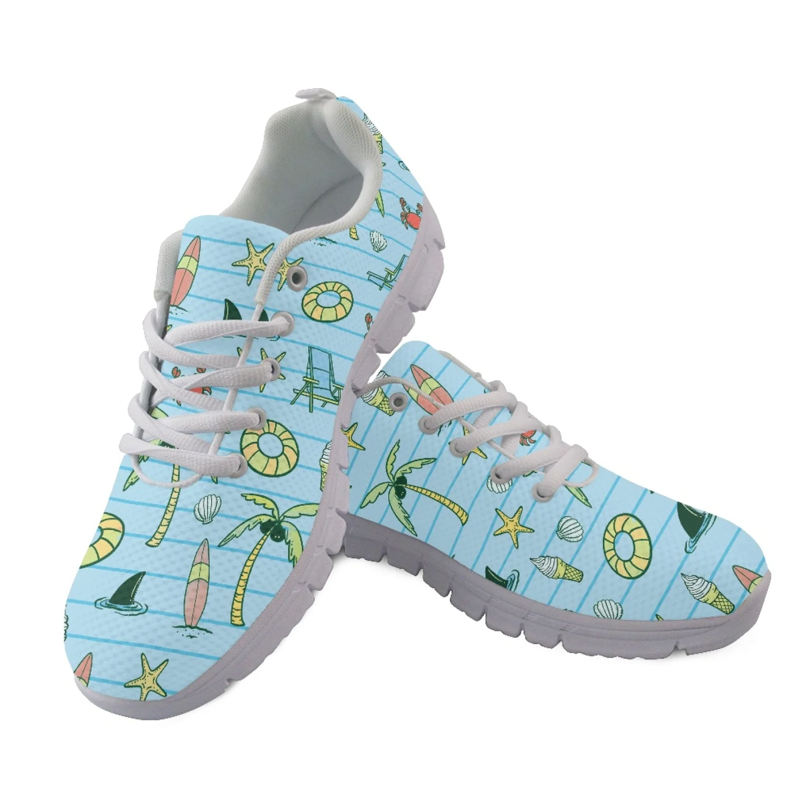 Coloranimal Lightweight Lace Up Tennis Shoes for Men Women Tennis Shoes for Running Crab and Starfish