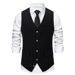 New Arrival Dress Vests For Men Slim Fit Mens Suit Vest Male Waistcoat Gilet Homme Casual Sleeveless Formal Business Jacket