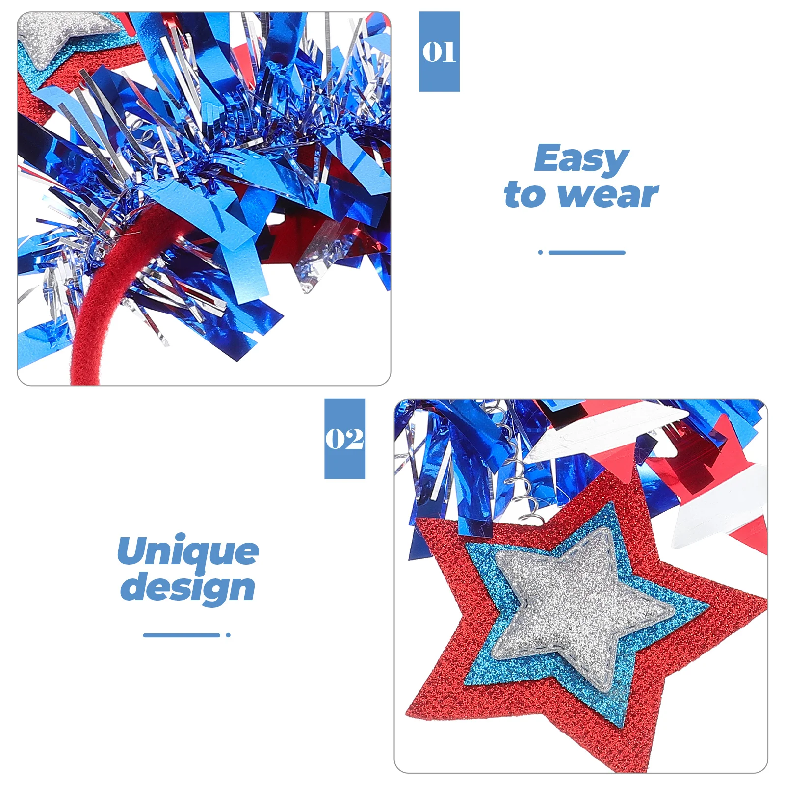 

Independence Day Star Headband 4th of July Patriotic Party Accessory Unique Elements Lightweight One Size Fits Most