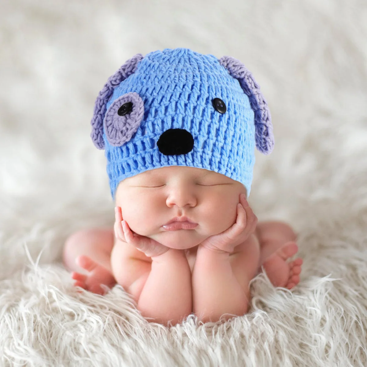 3 قطع ملابس محبوكة على شكل جرو للأطفال حديثي الولادة شورت محبوك يدويًا تصميم رائع مادة القطن أزرق فاتح