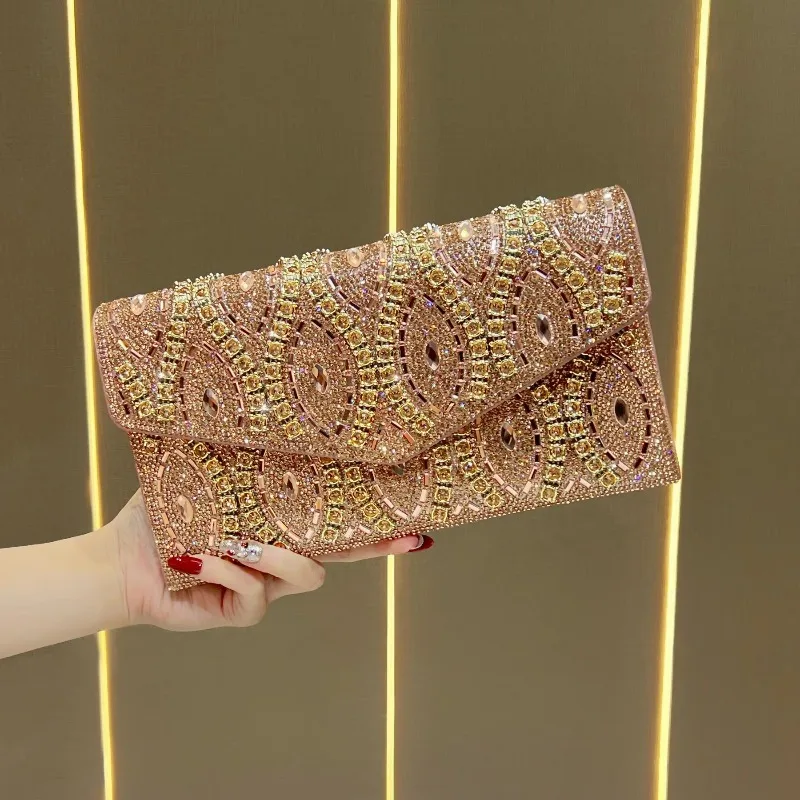 New Dinner Handbag Envelope Bag Women's Diamond Delicate Crossbody Shoulder Bag Women's Handbag Chain Bag