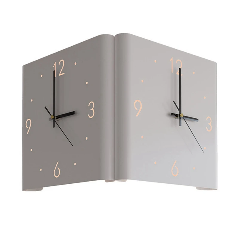 Square Wall Clock Folded Corner Wall Hanging Clock Chic Arc Silent Clock With Light For Living Room Home Decoration