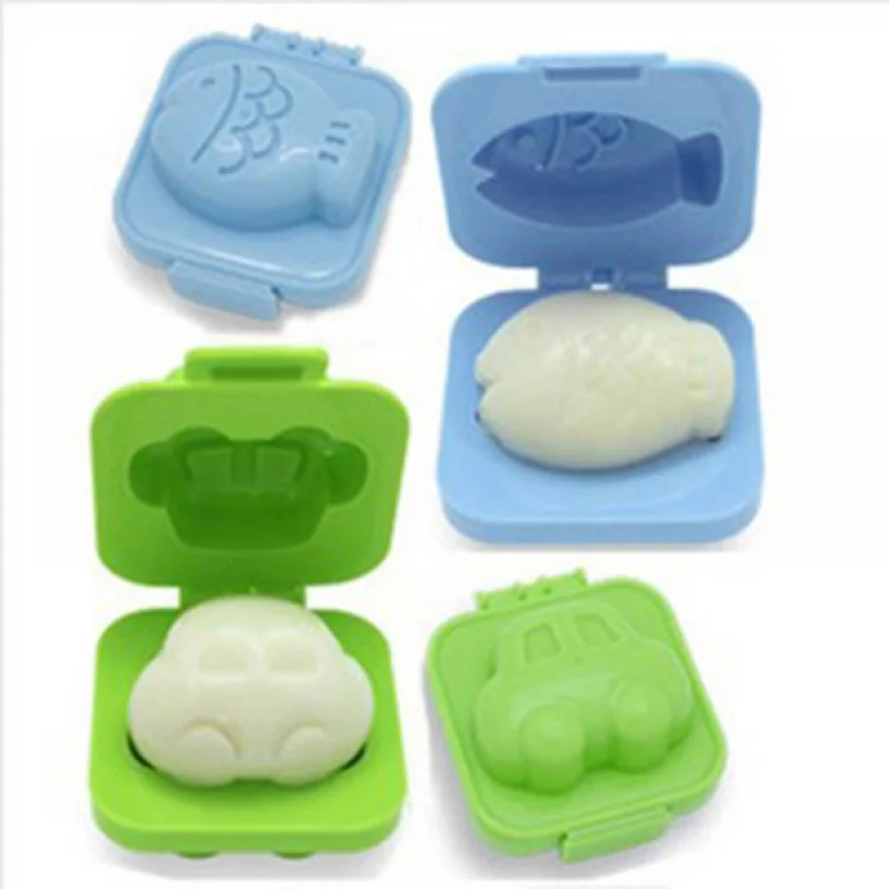 1/2Pcs Cartoon Cute Boiled Egg Mold Fish Cart Heart Egg Sushi Rice Mold 3D Egg Mold Bento Maker Cutter Decorating Egg Tool