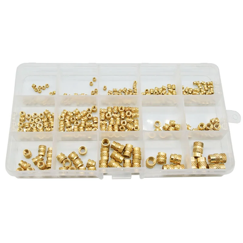 300Pcs M2 M3 M4 M5 M6 Female Thread Knurled Nuts Brass Threaded Insert Embedment Nuts, Threaded for Injection Molding