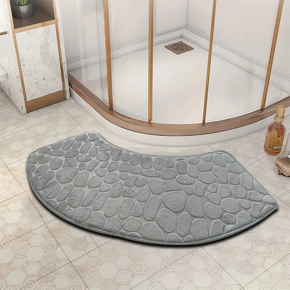 

Curved bathroom mat thickened shower room absorbent door mat toilet bathroom non-slip mat dirt-resistant entrance mat