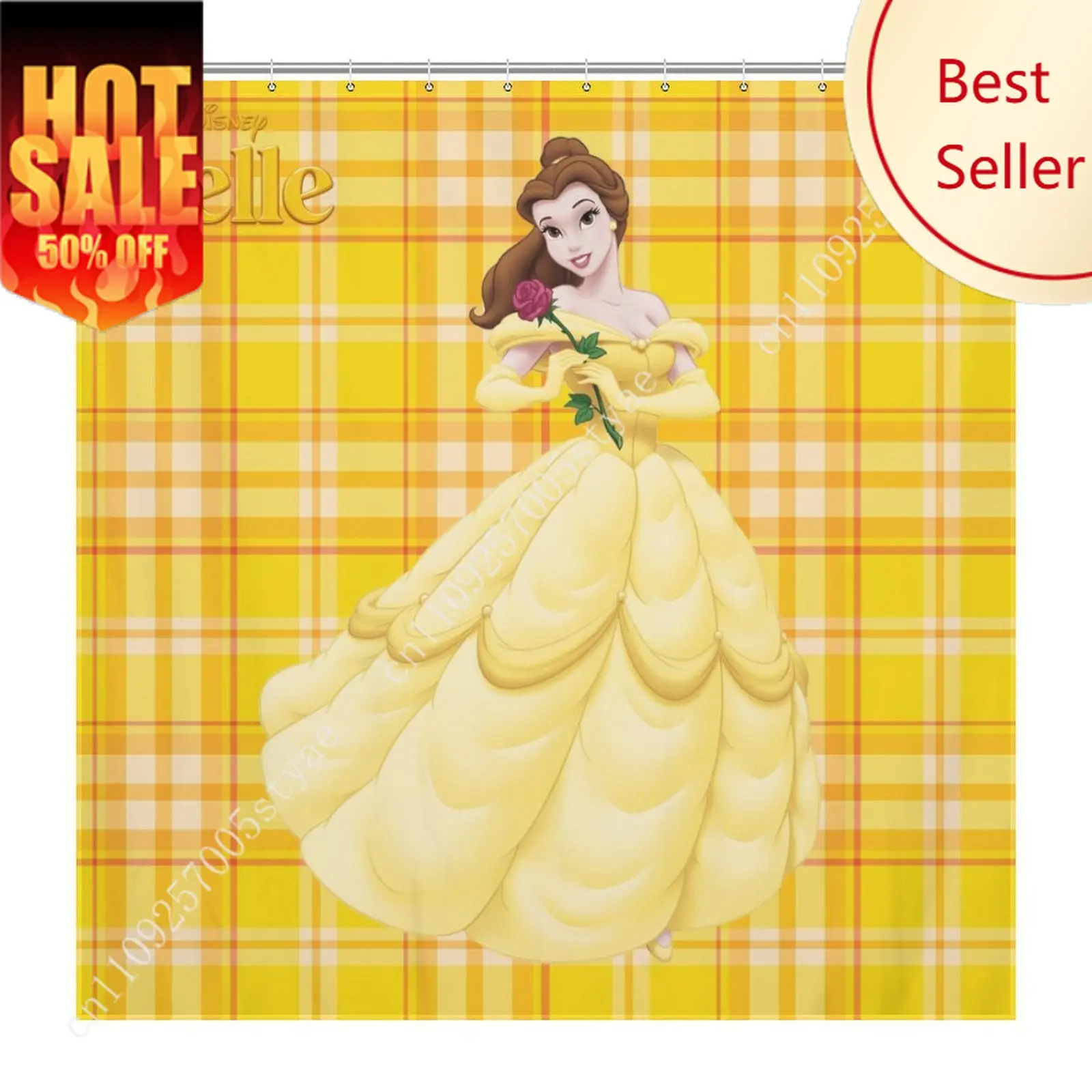 

Belle Shower Curtain 2025 Disney Cartoon Movie Kids Cute Animal Bathroom Home Party Decor Waterproof Custom Bath Curtain