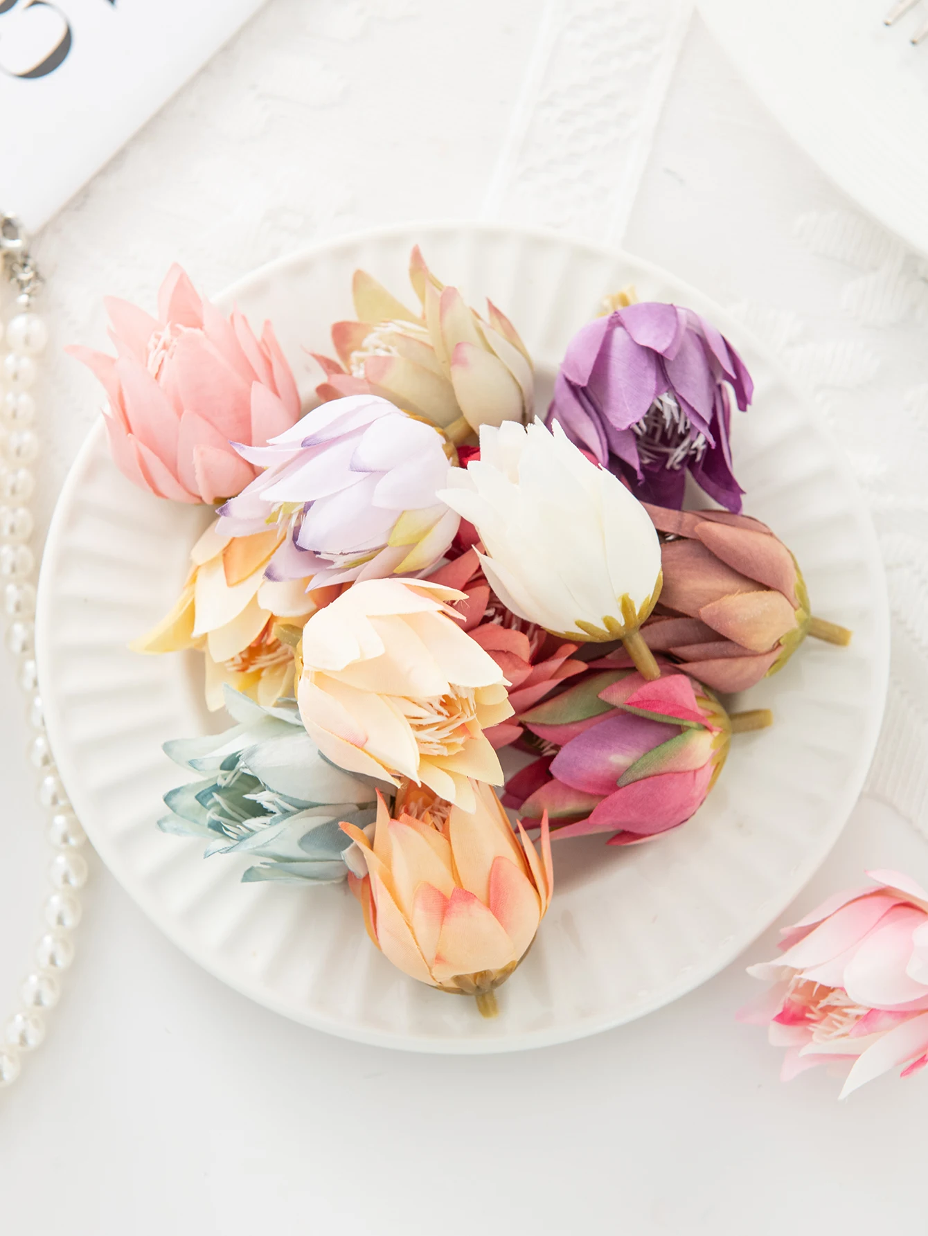 10/20PCS Ananas Blüte Künstliche Blumen Seide Hause Zimmer Tisch Dekor Kranz Hochzeit Braut Zubehör Kopfbedeckungen Diy Geschenk box