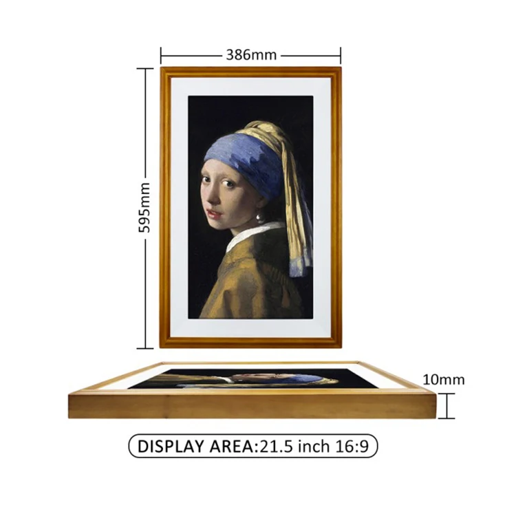 21.5 Inch App Controlled Ips HD Cloud Digital Photo Frame Nft Digital Video Wooden Clock Wood Speaker 2x 5w Wood Walls 1920*1080