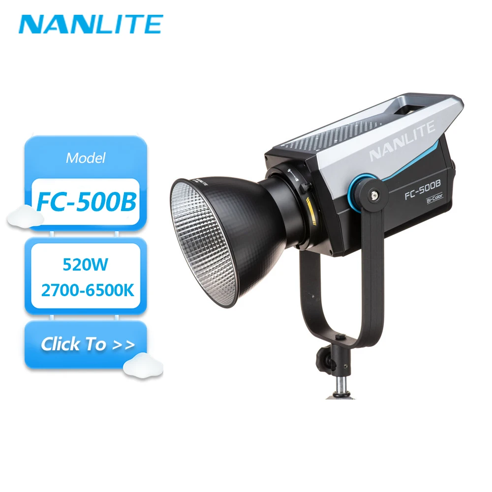 Nanlite FC-500B 520W 2700K-6500K Bi-color LED Video Light for Studio Photography Fill Light with Bowens Mount CRI 96 TLCI 98