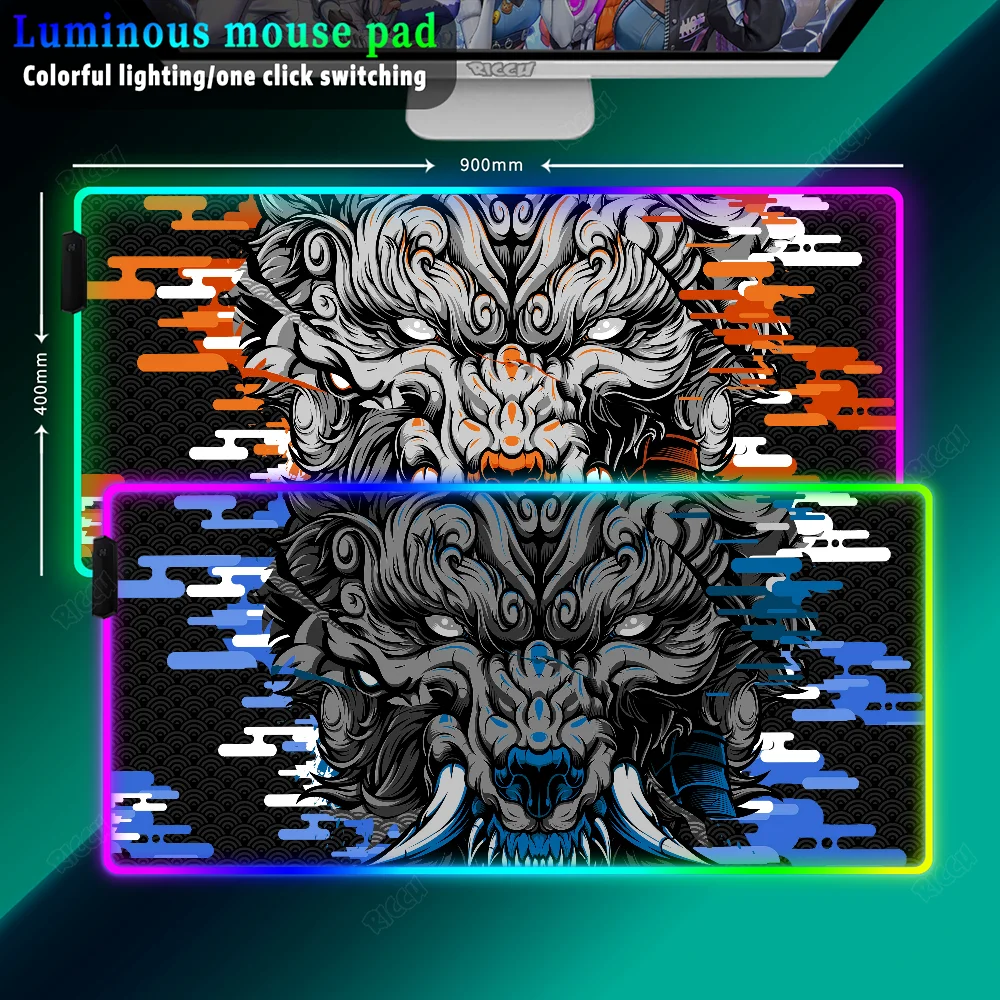 

RGB Mouse Pad Gamer Mats Animal Wolf Mousepad XXL Gaming Keyboard Speed Desk Mat for Pc Gamer Glowing Large Mausepad with Led