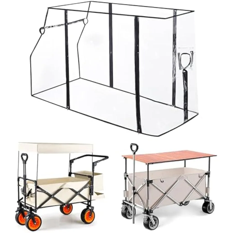 

Rain Cover for Wagon Universal EVA Waterproof Canopy for Collapsible Folding Carts and Strollers Lightweight All-Weather Windpr