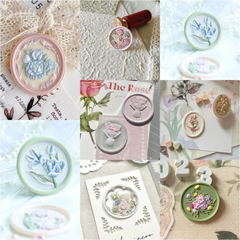 Wax seal series roses bouquet section first multi-layer carved Chinese tulip anaglyph beautiful copper head envelope seal stamp toys