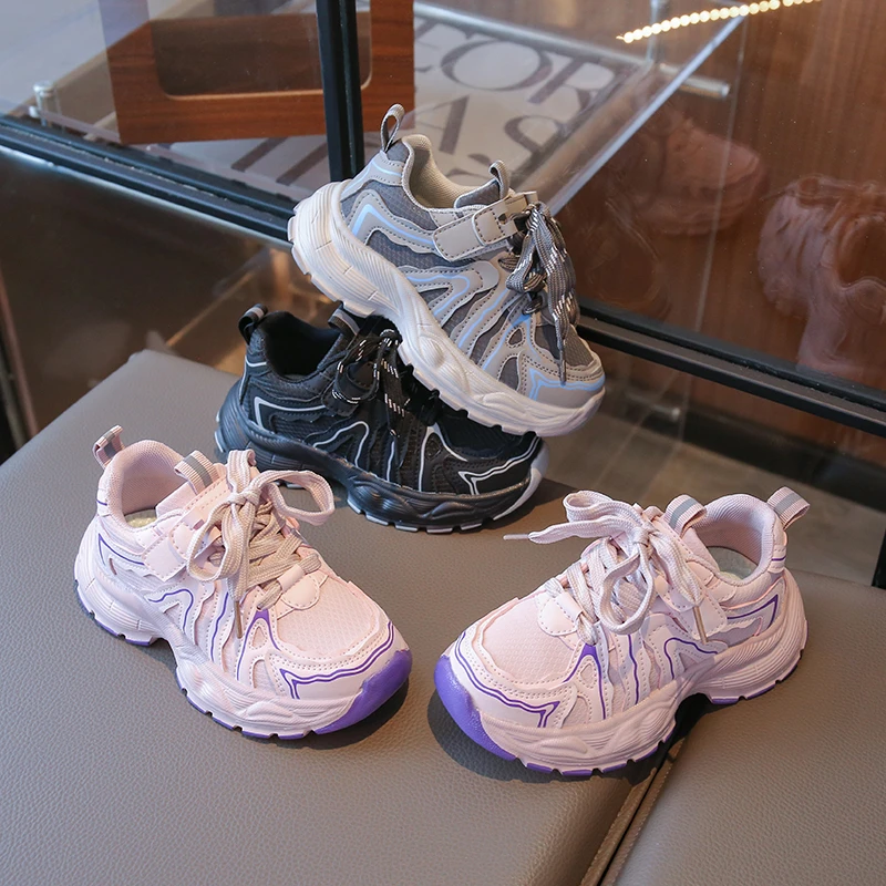 

Classic Trend Children's Sports Shoes 2025 New School Girls Chunky Basketball Sneakers Boys Fashion Versatile Kids Causal Shoes