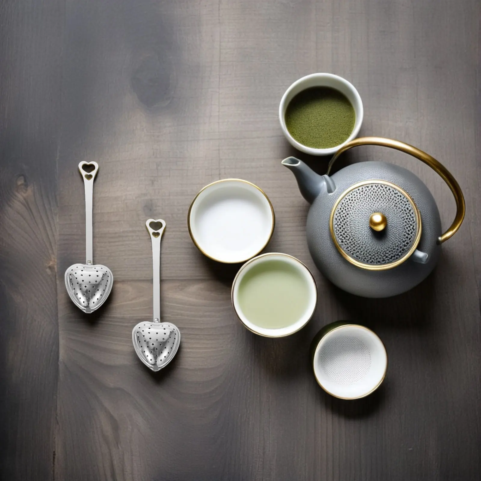 10pcs Heart-Shaped Stainless Steel Tea Infusers – Fine Mesh Reusable Loose Leaf Strainers