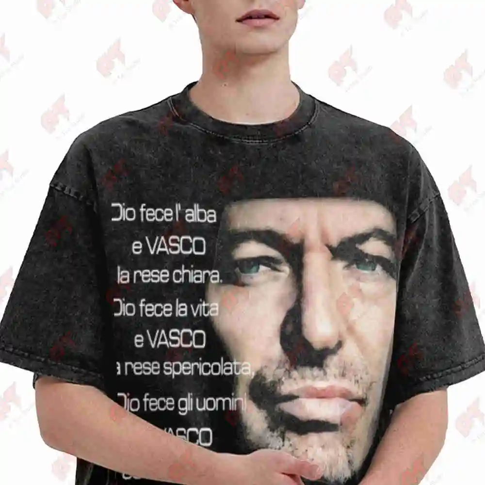 Vasco Rossi Liberi 2000 Y2K Retro Italian Rock Vintage Washed Tee Pure Cotton T-Shirt