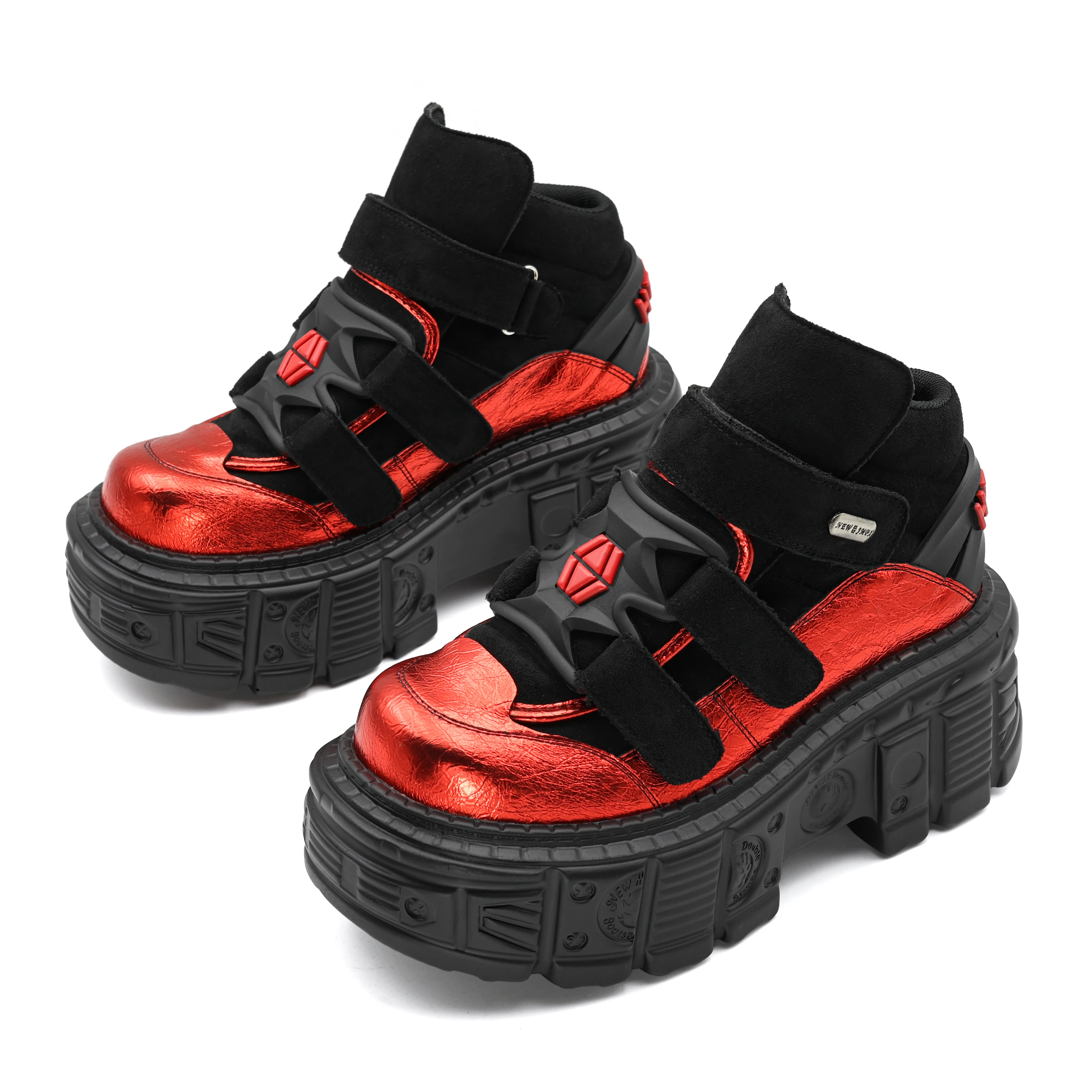 

Gothic Ankle Rock Boots New Punk Style Women Shoes Lace-up Heel Height 6CM Platform Shoes Woman Metal Decor Woman Sneakers